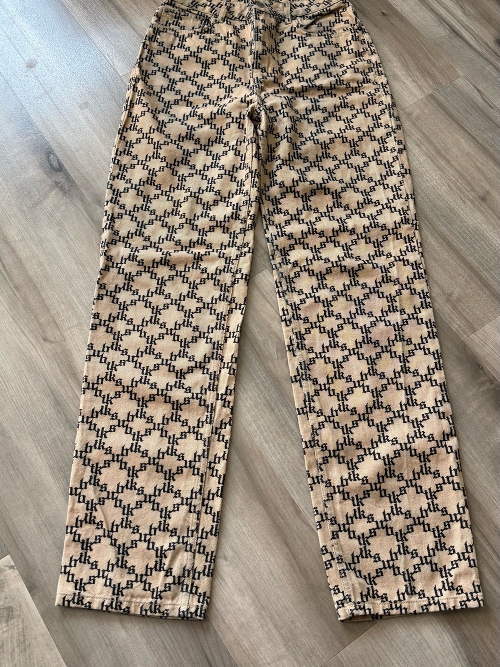 Ksubi Beige Pants with Black Monogram Print